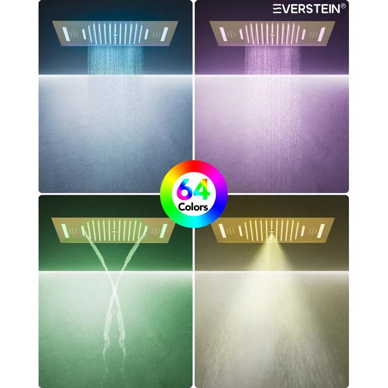 Music Thermostatic Shower System,Dual Showerheads with LED Mood Lighting