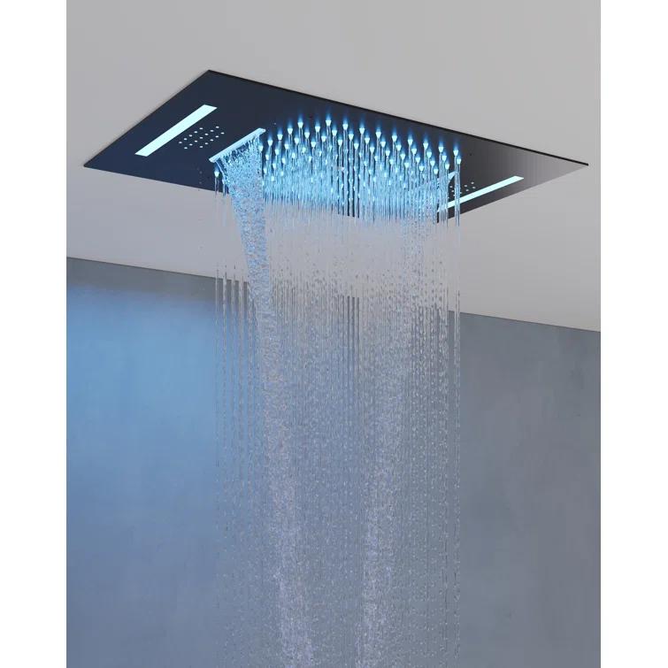 Music Thermostatic Shower System,Dual Showerheads with LED Mood Lighting