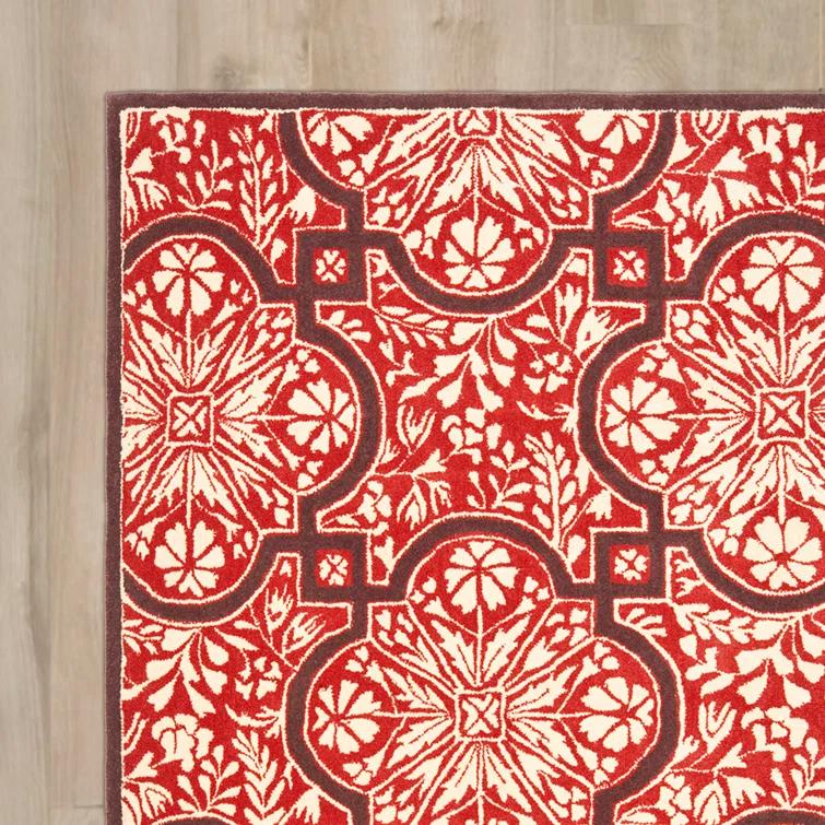 French Martha Stewart Hand Tufted Wool Floral Rug