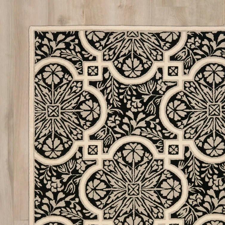 French Martha Stewart Hand Tufted Wool Floral Rug