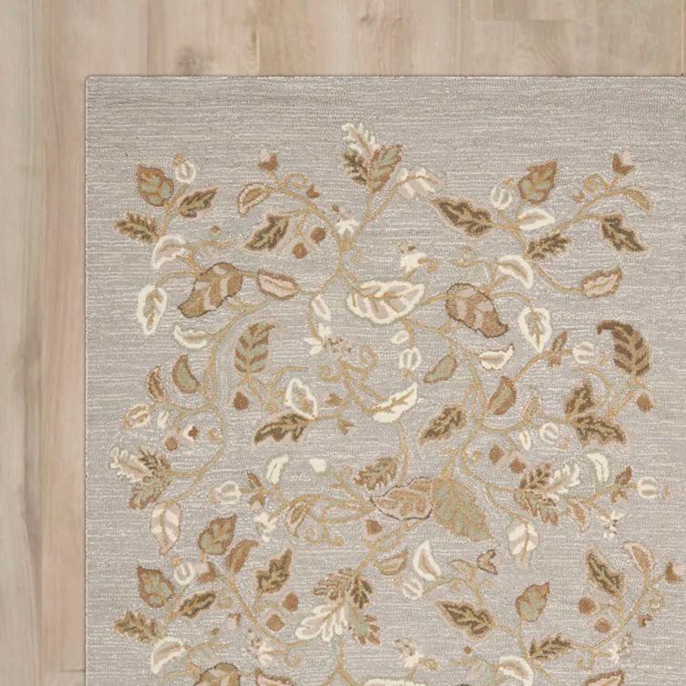 Autumn Martha Stewart Hand Tufted Wool/Viscose Floral Rug in Gray