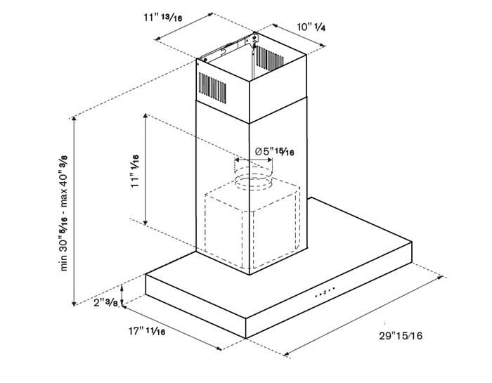 Bertazzoni T-Shape Wall-Mounted 600CFM Hood