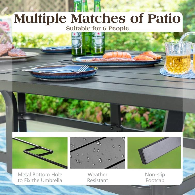 Argyri 6 - Person 60" Long Dining Set with Cushions