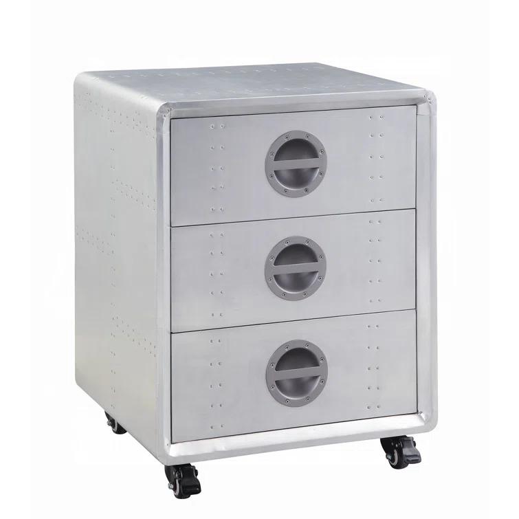 ACME Furniture Brancaster 3-Drawer Cabinet in Aluminum