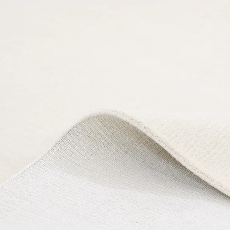 Elegant Handmade Ivory Stripe Wool & Viscose 10' x 14' Area Rug