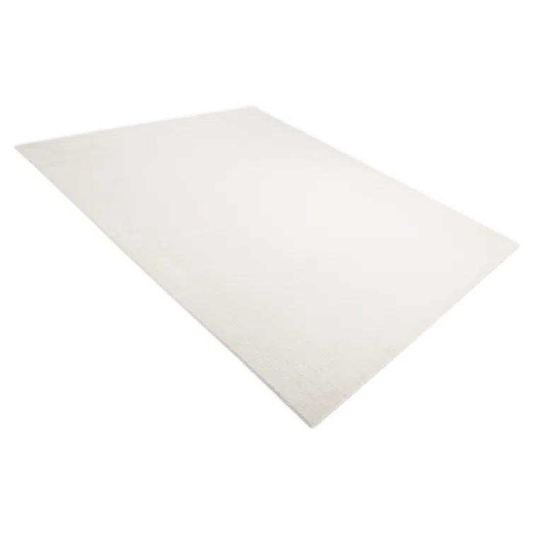 Elegant Handmade Ivory Stripe Wool & Viscose 10' x 14' Area Rug