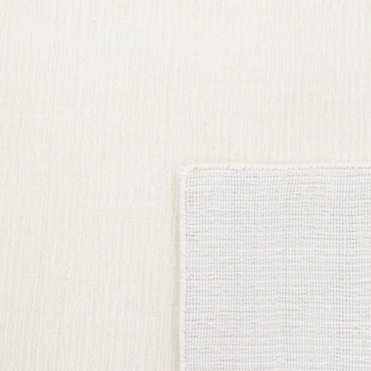 Elegant Handmade Ivory Stripe Wool & Viscose 10' x 14' Area Rug