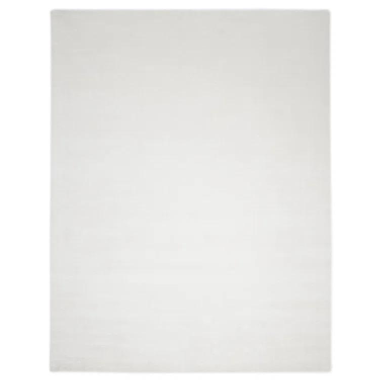 Elegant Handmade Ivory Stripe Wool & Viscose 10' x 14' Area Rug