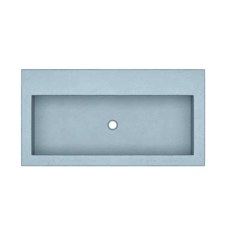Native Stone Handcrafted Concrete 36" Trough Bathroom Sink