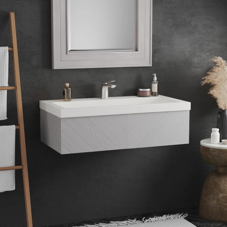 Native Stone Handcrafted Concrete 36" Trough Bathroom Sink