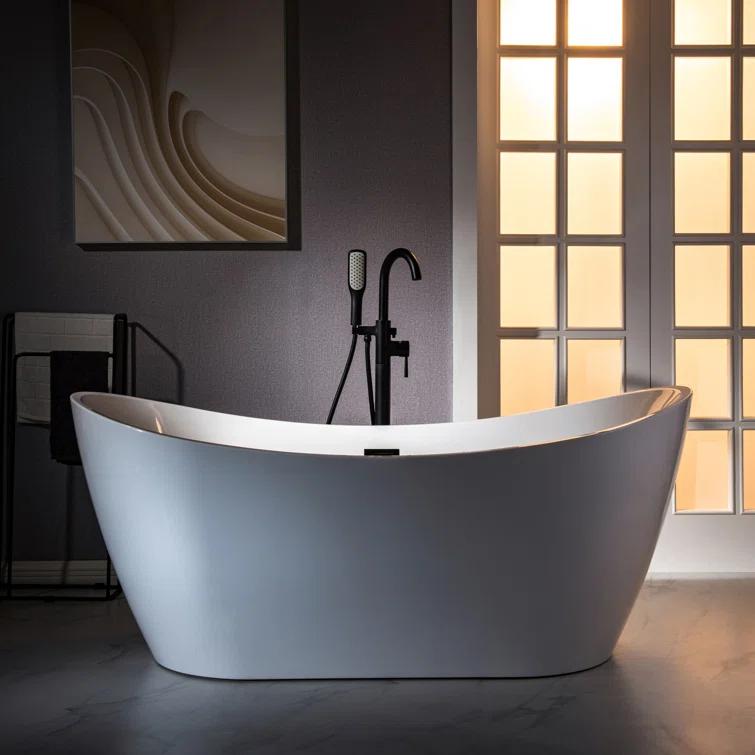 WoodBridge Single Handle Floor Mounted Freestanding Tub Faucet F0025MBSQ