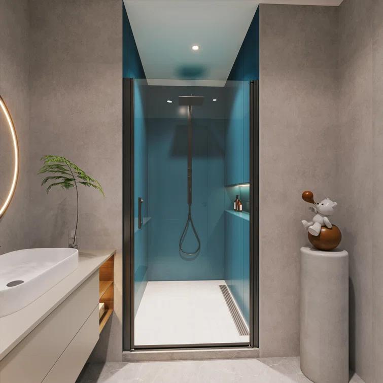 ACE DECOR AD053472 34" W x 72" H Frameless Pivot Shower Door, 1/4" (6mm) Clear SGCC Tempered Glass