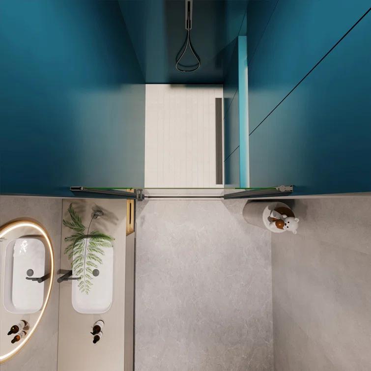 ACE DECOR AD053472 34" W x 72" H Frameless Pivot Shower Door, 1/4" (6mm) Clear SGCC Tempered Glass