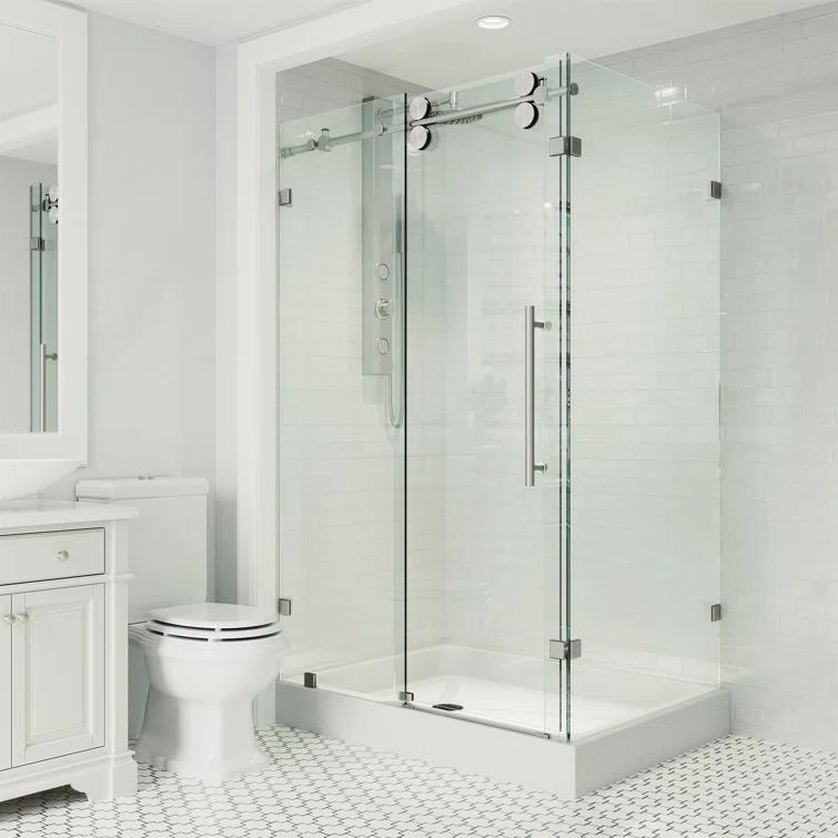 VIGO Winslow 48" W x 36" D x 80" H Sliding Frameless Shower Enclosure with 3/8  Clear Glass&Base VG6051STCL48WL