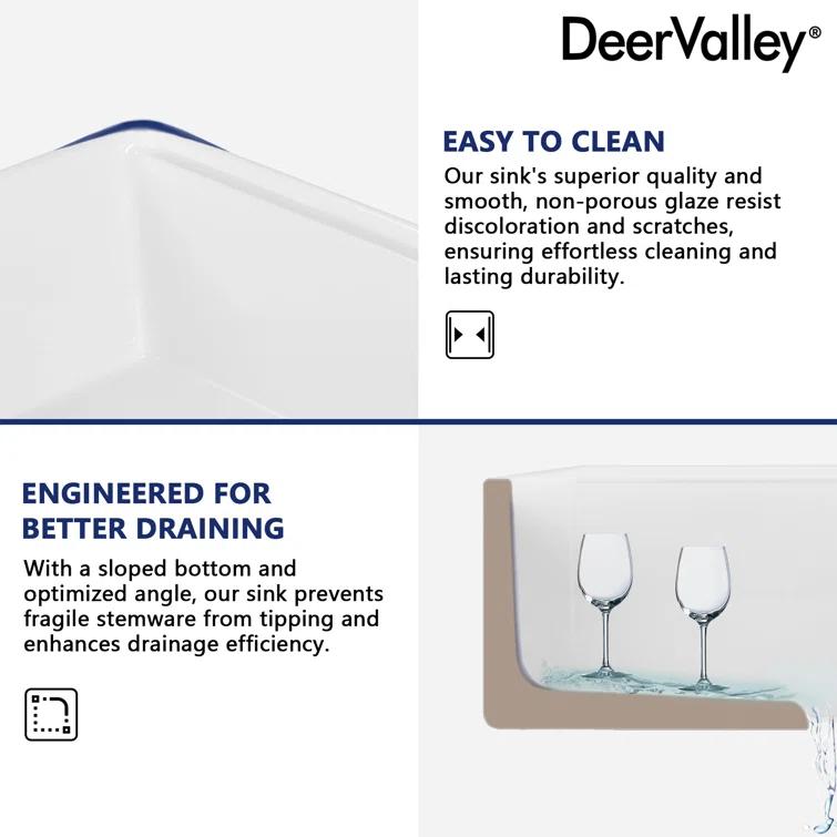33" L X 20" W White Fireclay Double Bowl Workstation Farmhouse Kitchen Sink with Cutting Board And Dish-Drying Rack