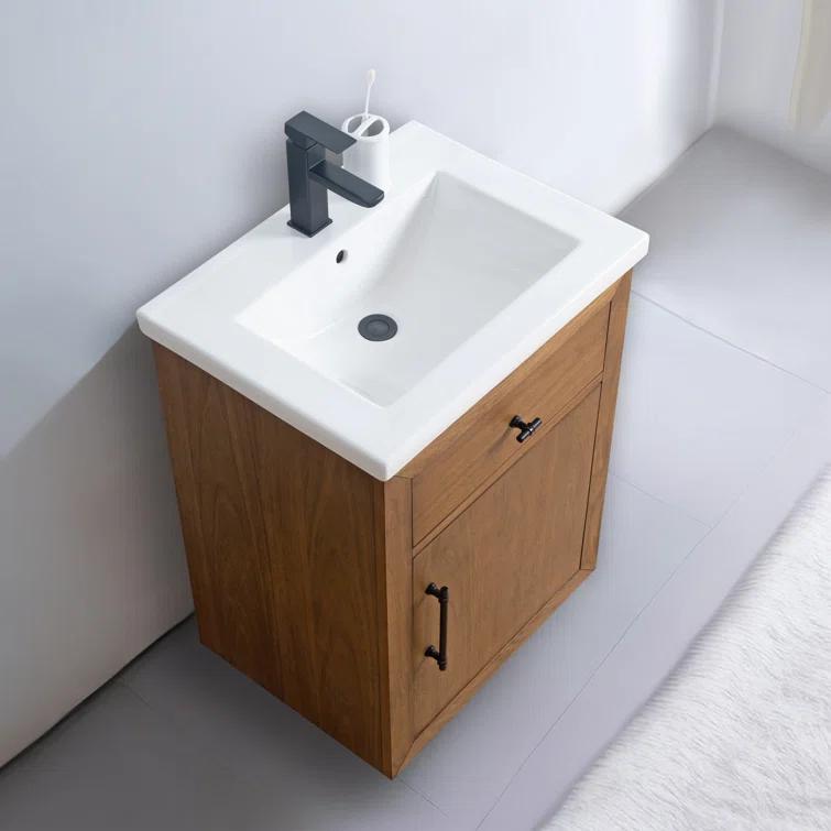 24'' Free Standing Single Bathroom Vanity with Ceramic Top