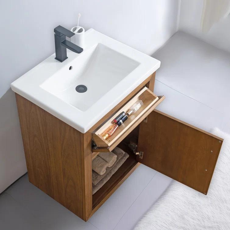 24'' Free Standing Single Bathroom Vanity with Ceramic Top
