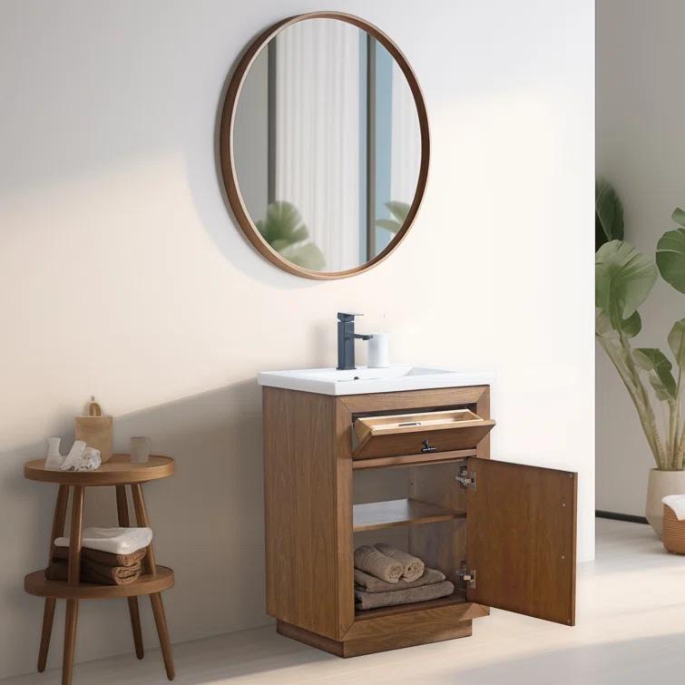 24'' Free Standing Single Bathroom Vanity with Ceramic Top