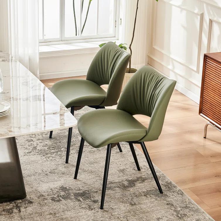 Mackensie Upholstered Dining Chairs Faux Leather Kitchen Chairs with Metal Legs