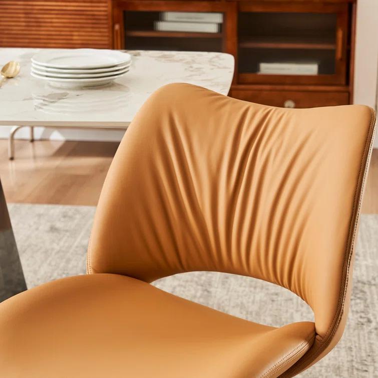 Mackensie Upholstered Dining Chairs Faux Leather Kitchen Chairs with Metal Legs