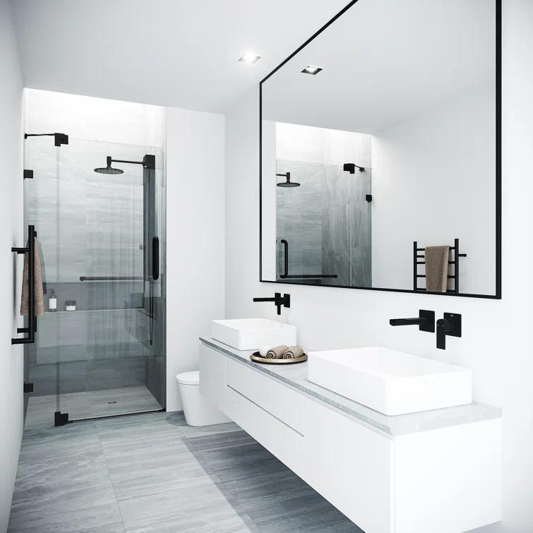 Pirouette 30-36" W x 72" H Pivot Frameless Shower Door with 3/8" Clear Glass