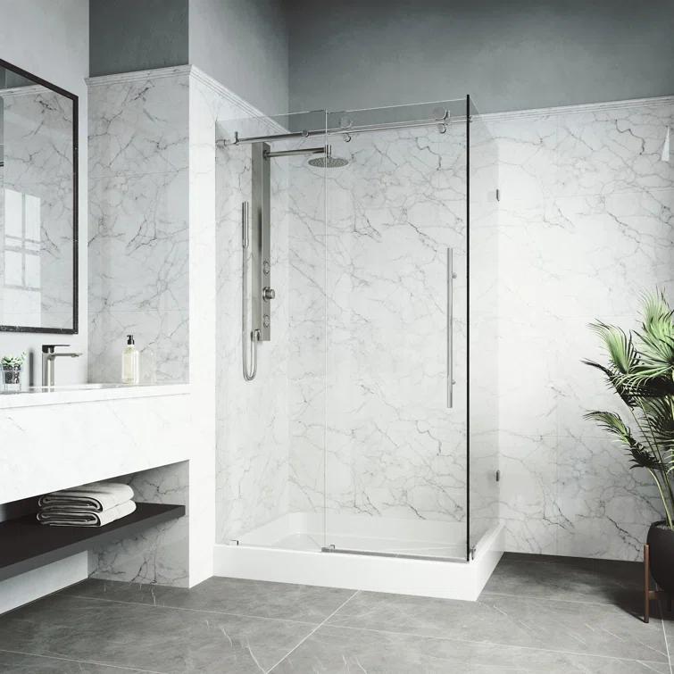 Elan E-class 48" W x 36" D x 82" H Sliding Frameless Shower Enclosure with 3/8" Clear Glass&Base