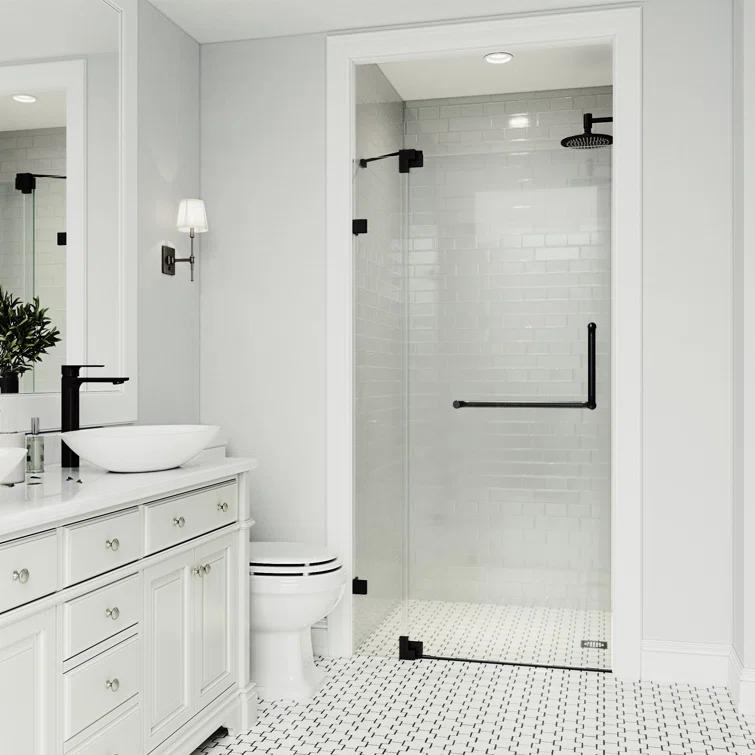 Pirouette 30-36" W x 72" H Pivot Frameless Shower Door with 3/8" Clear Glass