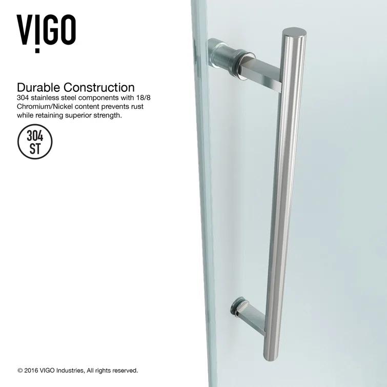 VIGO Winslow 48" W x 36" D x 80" H Sliding Frameless Shower Enclosure with 3/8  Clear Glass&Base VG6051STCL48WL
