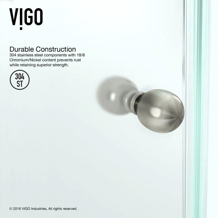 VIGO Verona 38" W x 38" D x 77" H Hinged Frameless Shower Enclosure with 3/8  Clear Glass&Base VG6061CHCL38WS