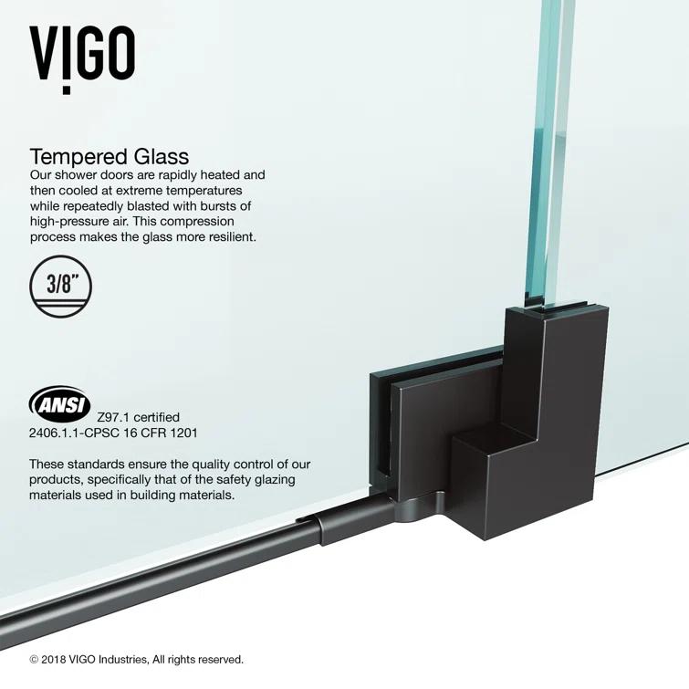 Pirouette 30-36" W x 72" H Pivot Frameless Shower Door with 3/8" Clear Glass