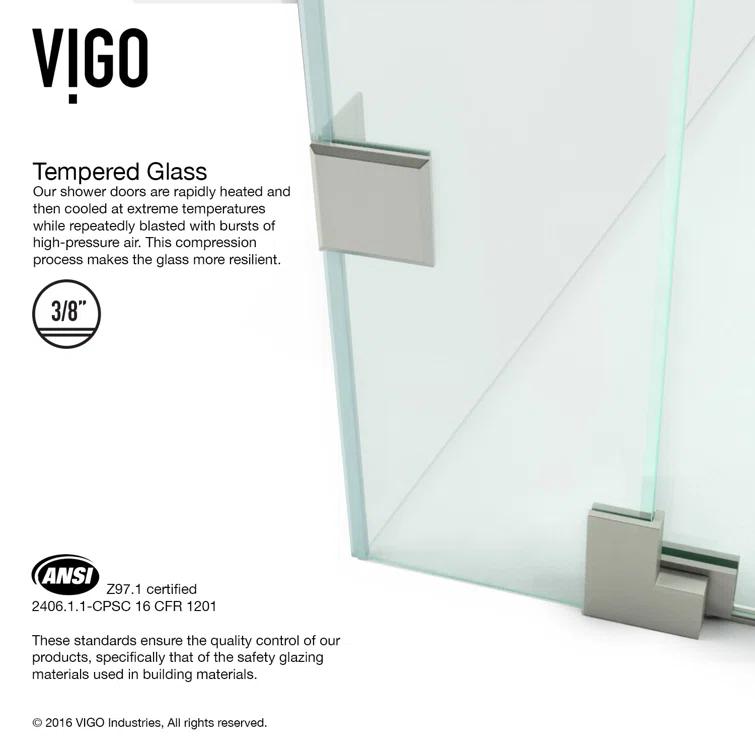 Pirouette 30-36" W x 72" H Pivot Frameless Shower Door with 3/8" Clear Glass
