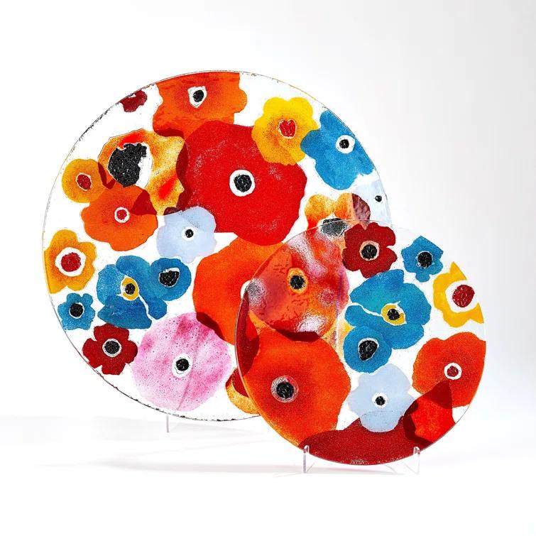 Global Views Fused Floral Glass Floral Charger