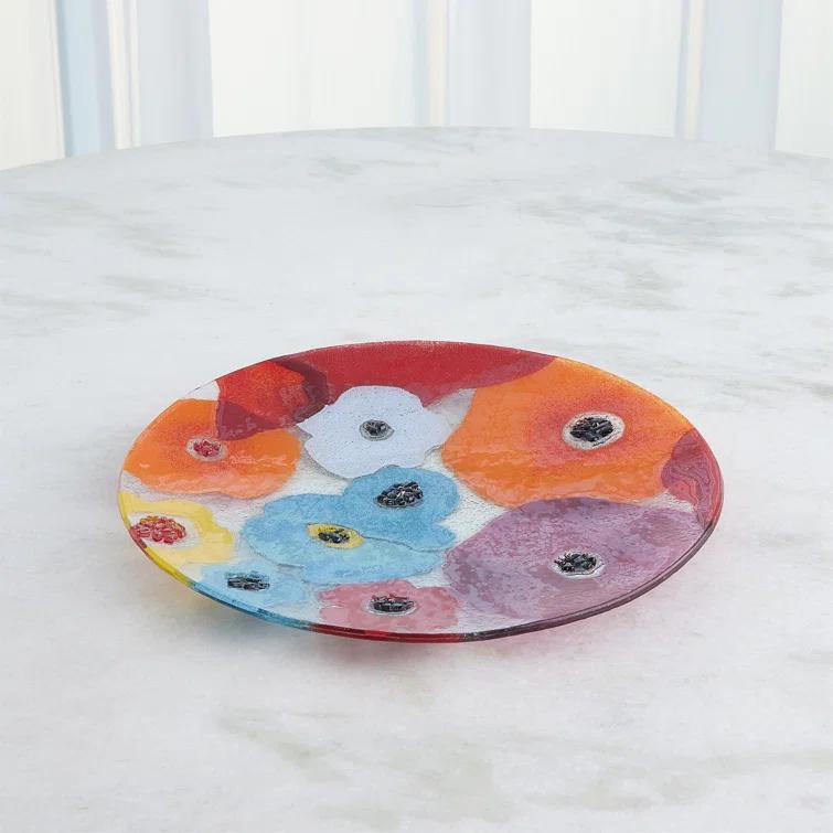 Global Views Fused Floral Glass Floral Charger