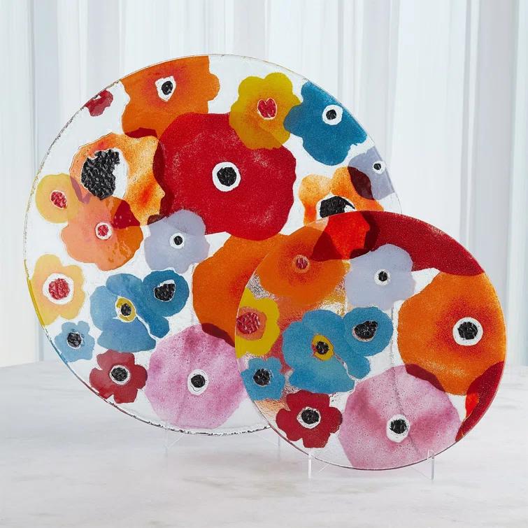 Global Views Fused Floral Glass Floral Charger