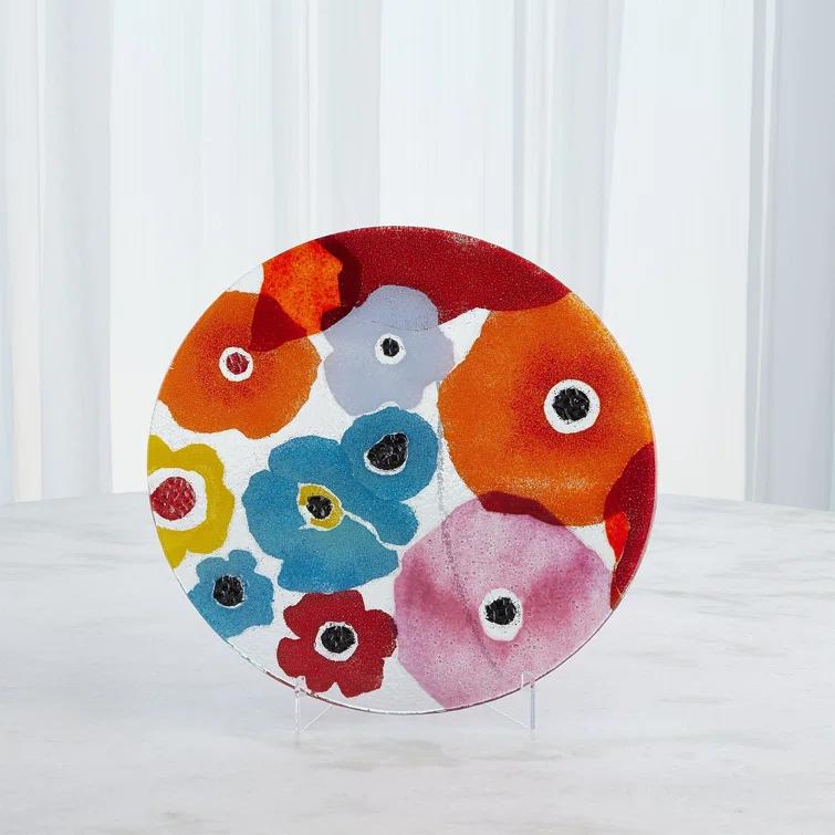Global Views Fused Floral Glass Floral Charger