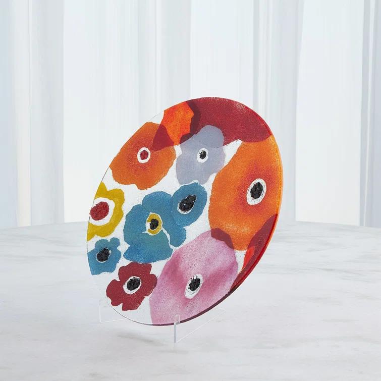 Global Views Fused Floral Glass Floral Charger