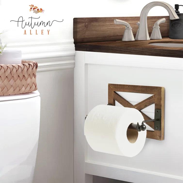 Wall Mount Farmhouse Toilet Paper Holder - Shiplap Accent
