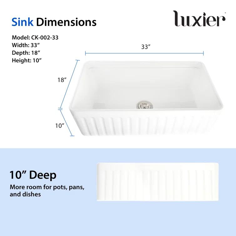 Farmhouse Apron Single Bowl Ceramic Kitchen Sink with Accessories