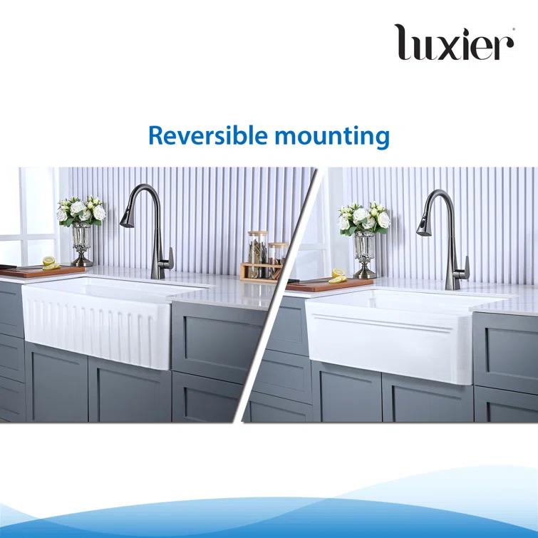 Farmhouse Apron Single Bowl Ceramic Kitchen Sink with Accessories