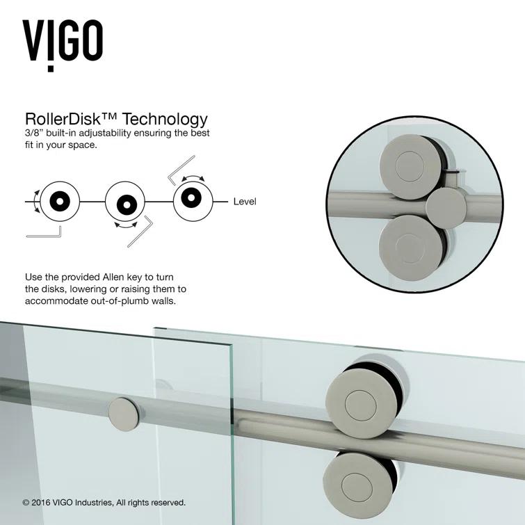 VIGO Winslow 48" W x 36" D x 80" H Sliding Frameless Shower Enclosure with 3/8  Clear Glass&Base VG6051STCL48WL