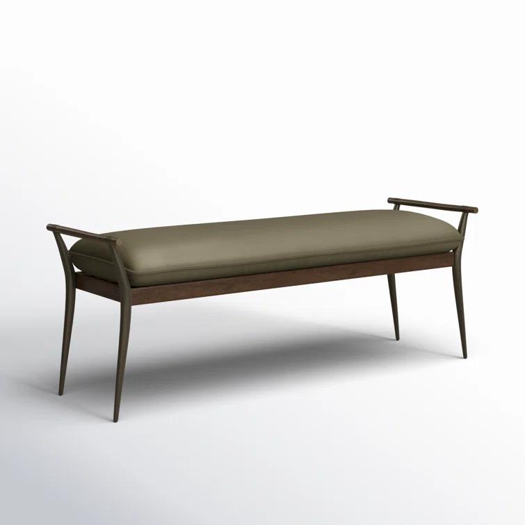 Charlotte Mid-Century Modern Velvet Loden Upholstered Bench