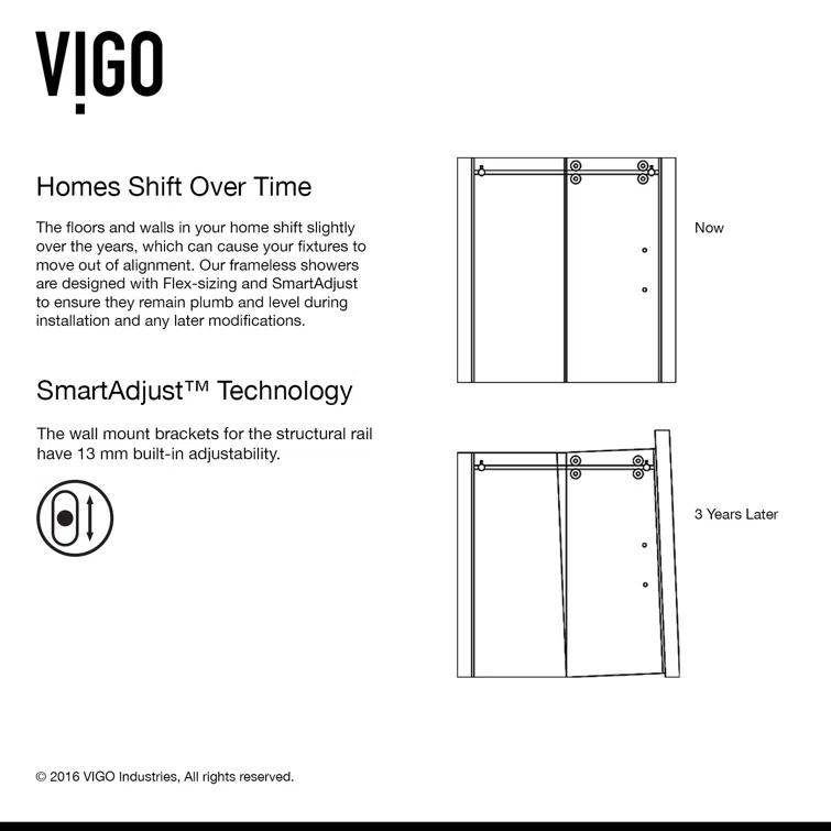 VIGO Winslow 48" W x 36" D x 80" H Sliding Frameless Shower Enclosure with 3/8  Clear Glass&Base VG6051STCL48WL