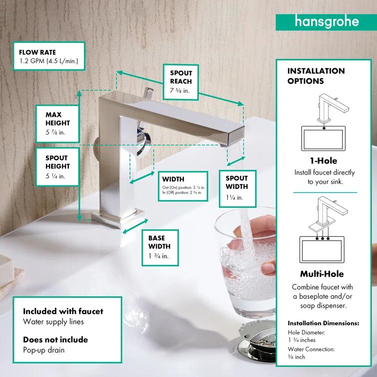 Hansgrohe 73021001 hansgrohe Tecturis E Single-Hole Fine 110, 1.2 GPM