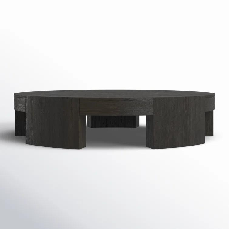 Charcoal Oak Veneer Round Coffee Table with Storage