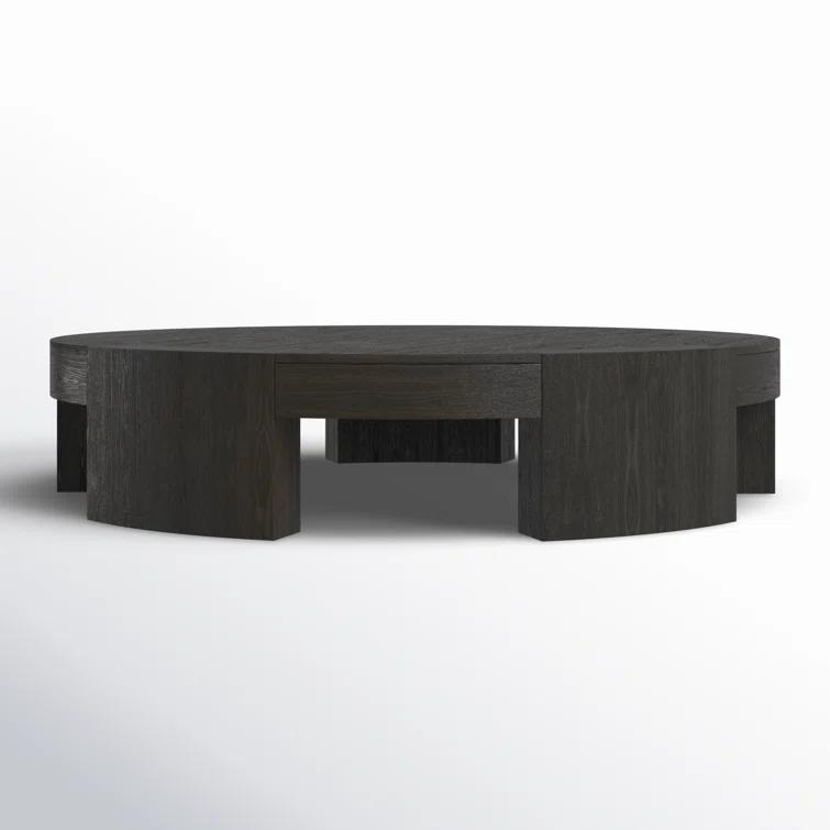 Charcoal Oak Veneer Round Coffee Table with Storage