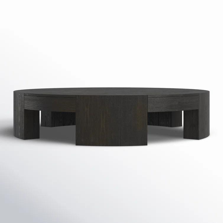 Charcoal Oak Veneer Round Coffee Table with Storage