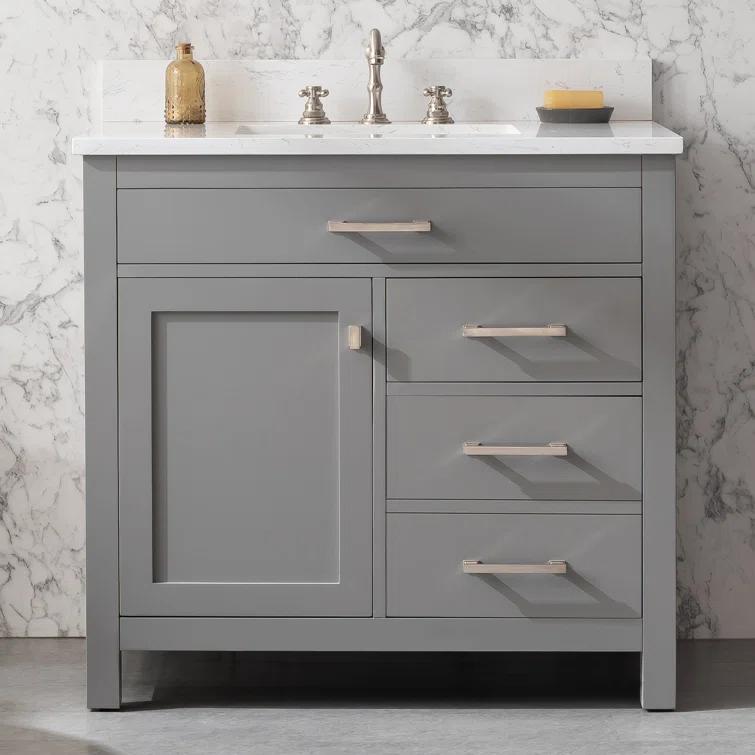 Atencio 36'' Single Bathroom Vanity with Engineered Stone Top