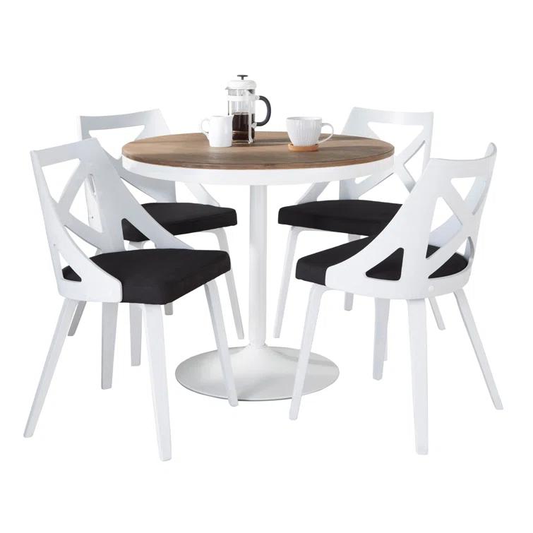 Dakota-Charlotte Contemporary Dining Set With Grain Tabletop And Textured - 5 Piece