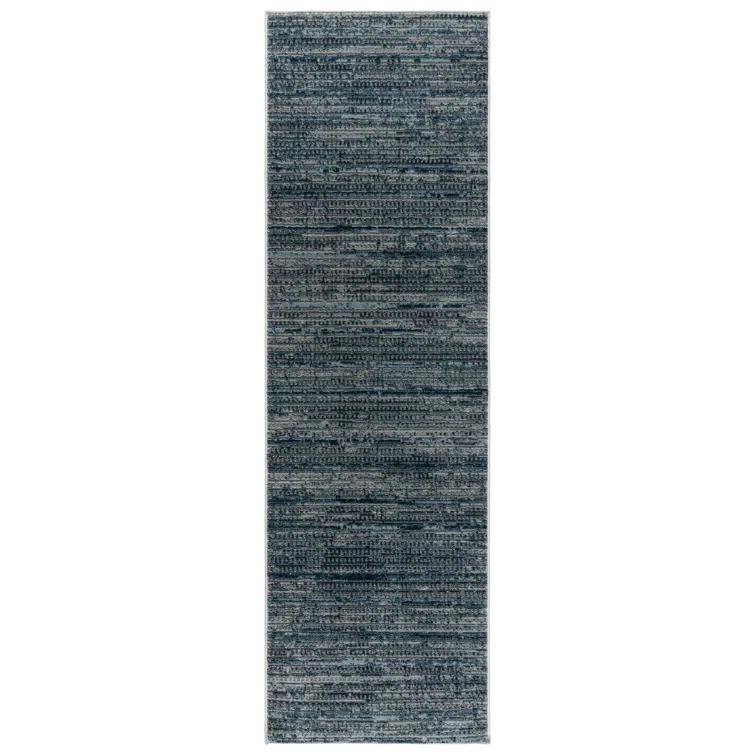 Missha Dario Modern Striped Blue Gray Polyester High-Low Indoor Area Rug