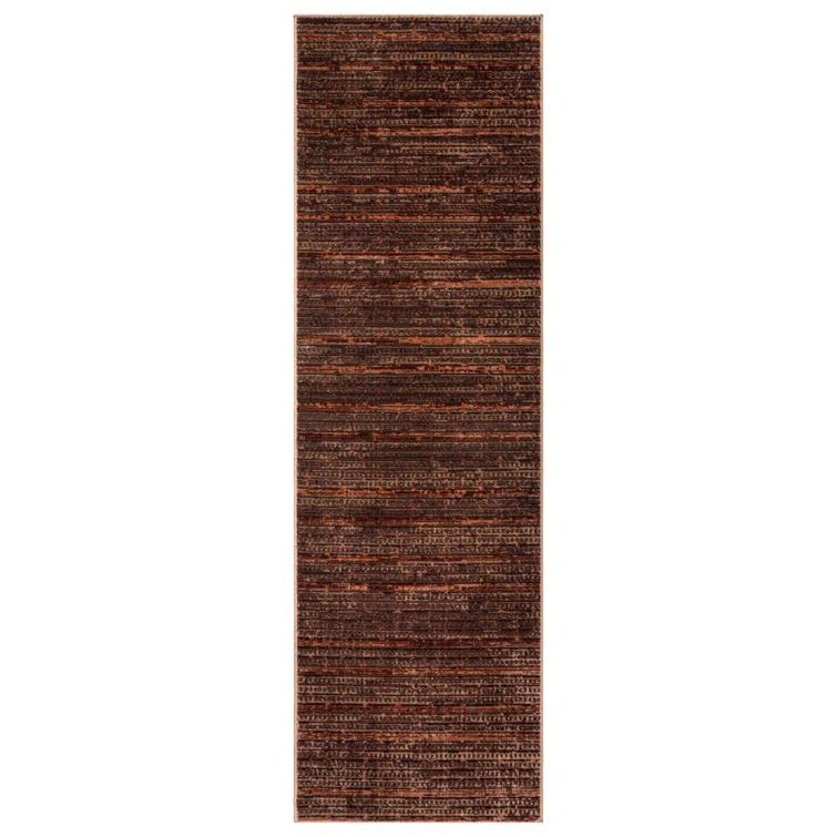 Missha Dario Modern Striped Brown Tan Polyester High-Low Indoor Area Rug